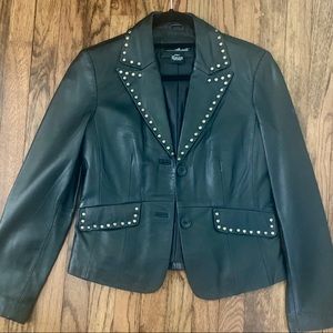 Leather Jacket with gold studs, Willi Smith